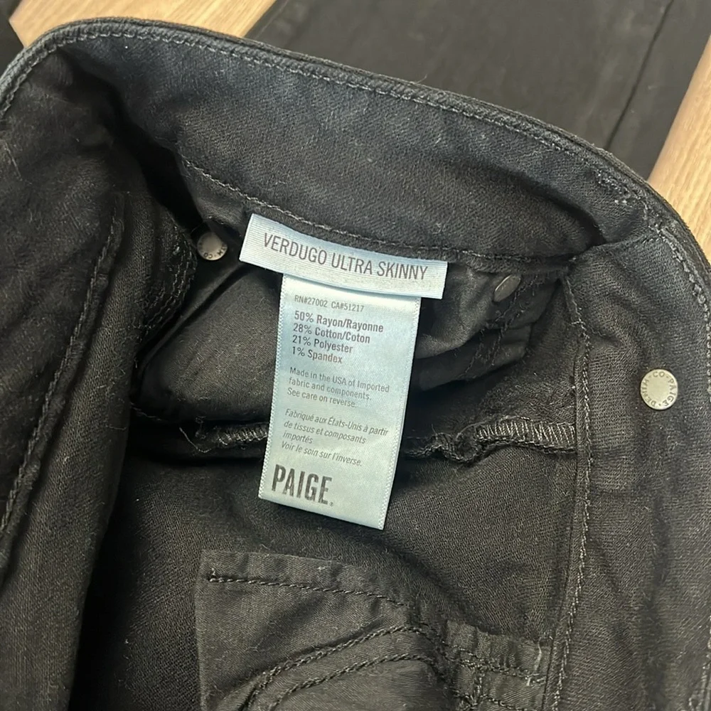 PAIGE Verdugo Ultra Skinny Black Jeans Size 29 - Picture 6 of 8